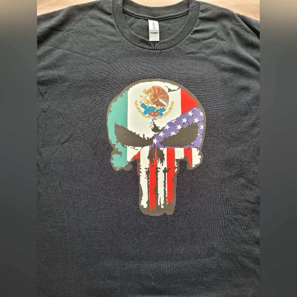 Half Mexican Half American Skull shirt